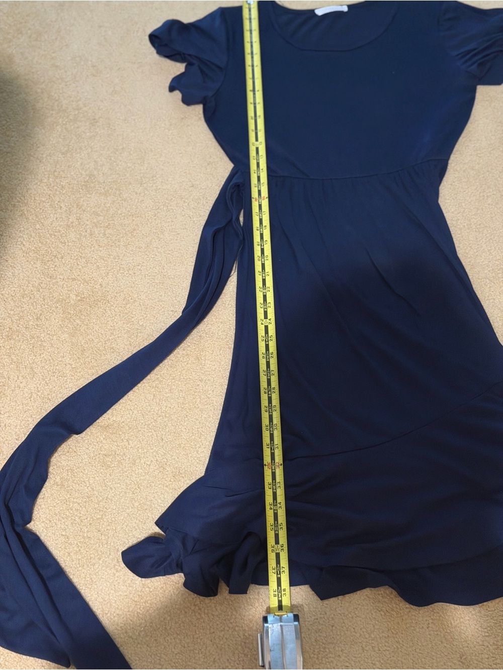 Reborn J Navy Short-Sleeve Tie-Waist Midi Dress - Picture 7 of 7